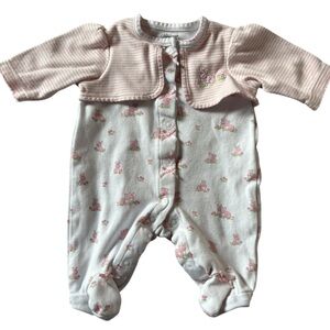 Little Me Preemie Bunny Footed Sleeper w Attached Bolero